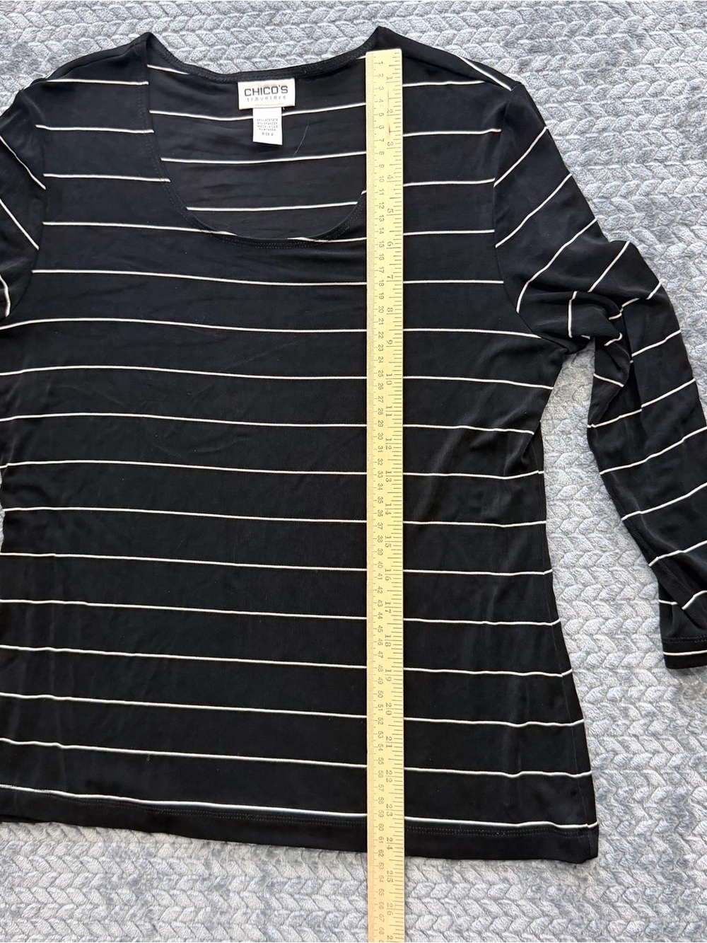 Chico's Travelers Collection Striped 3/4 Sleeve Top Size 2/Large - Picture 6 of 6